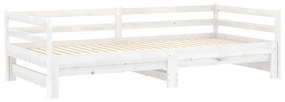 Pat extensibil de zi, 2x(90x200) cm, alb, lemn masiv de pin Alb