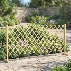 Outsunny Barieră extensibilă din lemn de brad 180 cm, bază stabilă, pentru interior exterior balcon grădină, 180x30x90cm, natural | Aosom Romania