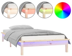 820591 vidaXL Cadru de pat cu LED, 90x200 cm, lemn masiv