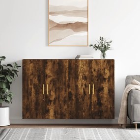 vidaXL Dulapuri montate pe perete, 2 buc, stejar afumat, 69,5x34x90 cm