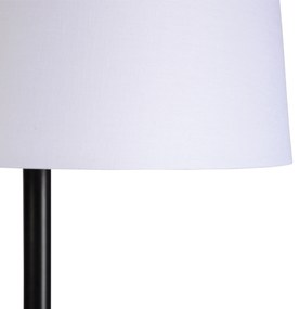 Lampă de podea neagră cu abajur de in alb 45 cm - Simplo
