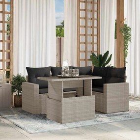 vidaXL Set canapele de grădină cu perne, 5 piese gri deschis poliratan