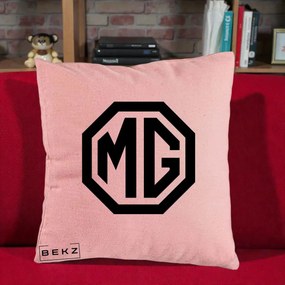 Perna Personalizata cu emblema MG, 40x40 cm, Roz, Husa Detasabila, Perna Inclusa, BEKZ®