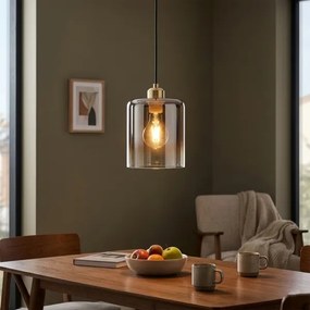 Lustră suspendată pe cablu LIAH 1xE27/15W/230V auriu/maro fumuriu