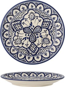Farfurie din ceramică, albastru, model mediteranean pictat manual, 2 x 19 cm, „Karlie”