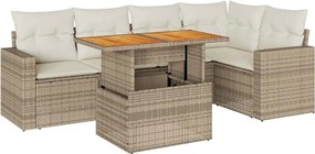 vidaXL Set canapele de grădină cu perne, 6 piese, bej, poliratan