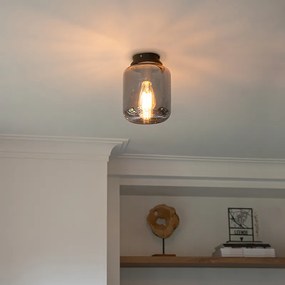 Plafonieră de design neagră cu sticlă fumurie - Bliss