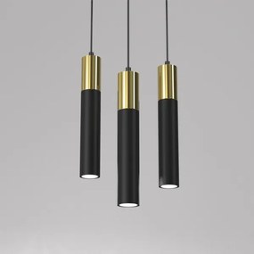 Lustră pe cablu CASSA 3xGU10/8W/230V neagră/aurie