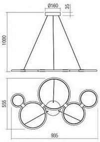 Redo 01-1742 - Lustră LED pe cablu RADIUS LED/45W/230V alb