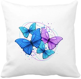 Perna Decorativa, Colorful Butterflies, 40x40 cm, Alba, Mata, Husa Detasabila, Burduf