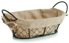 Cos servire paine Country, meta+textil, 26 x 17 x 9 cm