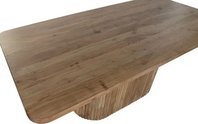 Masă dining din lemn de acacia, natur, 10 locuri, cu picior central, 76 x 200 x 100 cm, „Brindle”
