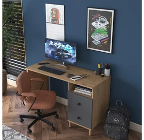 Masă PC Sikine 3 (nuc + antracit). 1094989
