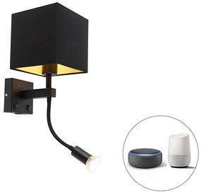Lampă de perete inteligentă neagră cu USB inclusiv Wi-Fi A60 și GU10 - Zeno