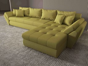 Colțar extensibil dumonde cu ladă de depozitare si sezut confortabil din spuma high-density, Loana XL Enjoy Verde II 335x185 cm