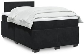 vidaXL Pat box spring cu saltea, negru, 120x200 cm, catifea