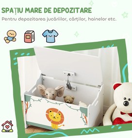 AIYAPLAY Cutie pentru Jucării cu Capac, Balamale de Siguranță și Mânere Adâncite, Organizator pentru Depozitarea Jucăriilor pentru Copii, Camera de Zi, Camera de Joacă, Verde | Aosom Romania