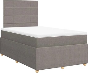 vidaXL Pat box spring cu saltea, gri taupe, 120x200 cm, textil