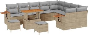 vidaXL Set de canapele pentru grădină 12 pcs Beige și gri deschis