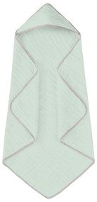 Prosop bebelus cu gluga din muselina patru straturi  80x80 cm Kidizi Light Mint, 100% bumbac delicat si absorbant