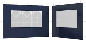 vidaXL Perete lateral cort petrecere 2 buc albastru PE cu fereastră