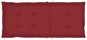 Scaune gradina pliabile cu perne, 3 buc., lemn masiv de acacia 3, Bordo, 120 x 50 x 3 cm