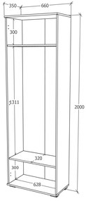 Dulap haaus Como, 2 Usi, Antracit/Alb, L 66 x l 35 x H 200 cm