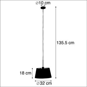 Lampă suspendată cu abajur din bumbac negru și auriu 32 cm - Combi