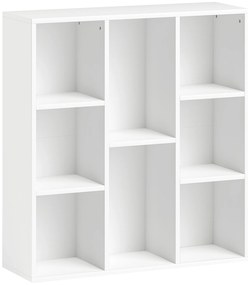 HOMCOM Raft de depozitare cu 8 compartimente Design vertical sau orizontal pentru cărți și decorațiuni 74,3x24x80 cm Alb | Aosom Romania