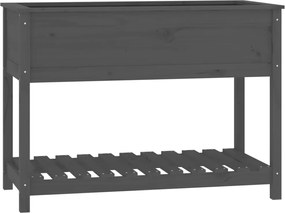 vidaXL Jardinieră cu raft, gri, 111,5x54x81 cm, lemn masiv de pin