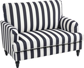 HOMCOM Fotoliu de Living cu Șezut Larg și Cotiere Lungi, Fotoliu din Catifea cu Dungi și Umplutură Groasă, 115x82x82 cm, Negru și Alb | Aosom Romania