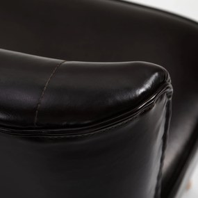 HOMCOM Canapea moderna din material imitatie de piele cu 2 locuri fara brate, structura si picioare din lemn, 117x56,5x77cm maro inchis 