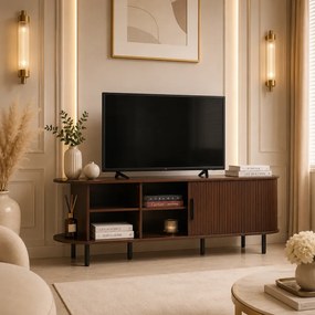 Comodă TV cu riflaje si uși glisante, 160 cm, MOB211 Nuc