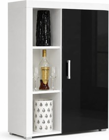 Dulap SAMBA REG-3, alb/negru, PAL laminat, cu o usa, 90x35x114 cm