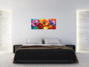Tablou - Cinci flori colorate (120x50 cm)