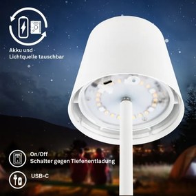 Briloner 7517016 - Lampă de masă LED RGB dimmabilă CILANO 3W/5V IP44 2000 mAh albă