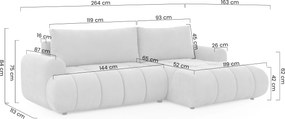 Colțar extensibil pentru dormit Lutario Mini stânga - chenille gri Vibe 95