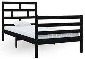 3101272 vidaXL Cadru de pat ,negru, 90x200 cm, lemn masiv de pin