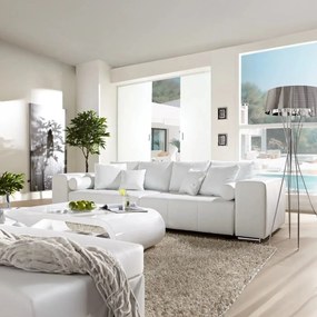 Canapea extensibilă dumonde cu ladă de depozitare si sezut confortabil din spuma high-density, Marbela White XXL 295x100 cm