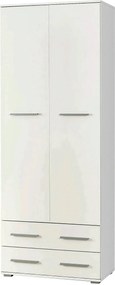 Dulap LIMA REG2, alb, PAL laminat, cu o usa si 2 sertare, 77x40x200 cm