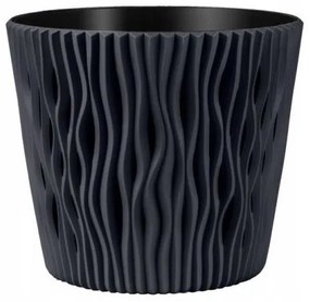 Ghiveci decorativ de flori, rotund, antracit, 15.8x13.8 cm, Sandy Round