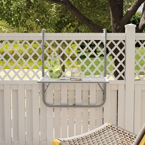 Outsunny Masă suspendată pentru balcon pliabilă, reglabilă în 4 trepte, din metal, rezistentă la intemperii, masă de terasă 60x40 cm Gri | Aosom Romania