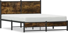 vidaXL Cadru pat metalic fără saltea, stejar fumuriu, 150x200 cm