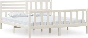 vidaXL Cadru de pat Super King, alb, 180x200 cm, lemn masiv
