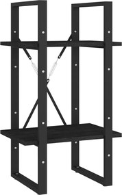 vidaXL Bibliotecă cu 2 rafturi, negru, 40x30x70 cm, lemn masiv de pin