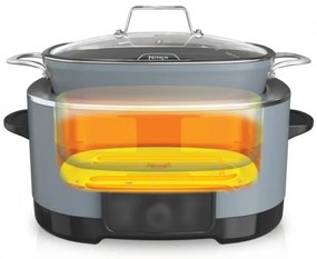 Multicooker Ninja Foodi PossibleCooker 8in1 MC1001EU, 1200W, 8 l, 8 programe, Acoperire ceramica, Timer, Triple Fusion Heat, Albastru/Negru