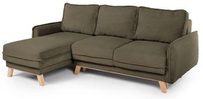 Colțar verde extensibil cu tapițerie din catifea reiată (cu colț variabil) Tori – Bonami Selection