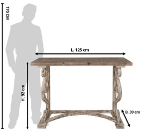 Consola natur, din lemn, aspect vintage, Sculptura