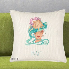 Perna Personalizata Zodie Rac, 40x40 cm, Crem Reliefat, Husa Detasabila, Perna Inclusa, BEKZ®