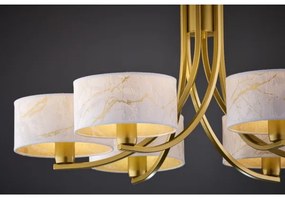 Jupiter 2098 - Lustru cu lanț ARTHUR 6xE27/15W/230V alb/auriu/decor marmură
